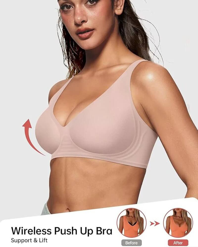 Side view of JellyLift comfort bra showing seamless fit and supportive lift