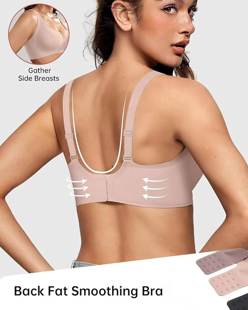 Back of JellyLift bra with smooth straps designed to prevent bulges